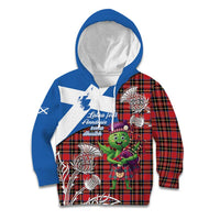 Saint Andrews Day Scotland Kid Hoodie Thistle Traditional Bagpipe Tartan Pattern - Wonder Print Shop