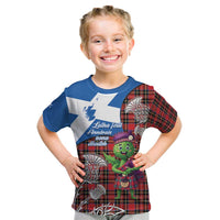 Saint Andrews Day Scotland Kid T Shirt Thistle Traditional Bagpipe Tartan Pattern - Wonder Print Shop