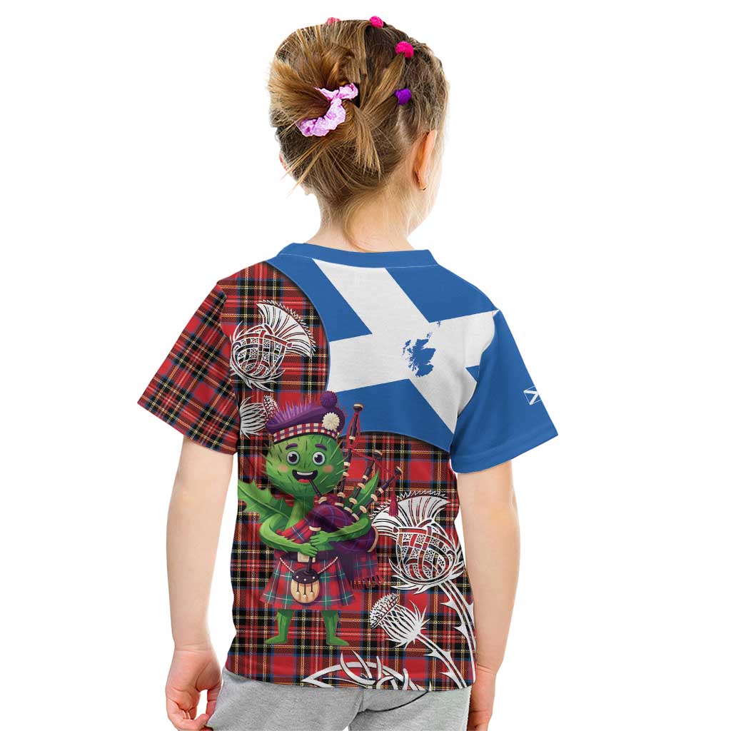 Saint Andrews Day Scotland Kid T Shirt Thistle Traditional Bagpipe Tartan Pattern - Wonder Print Shop