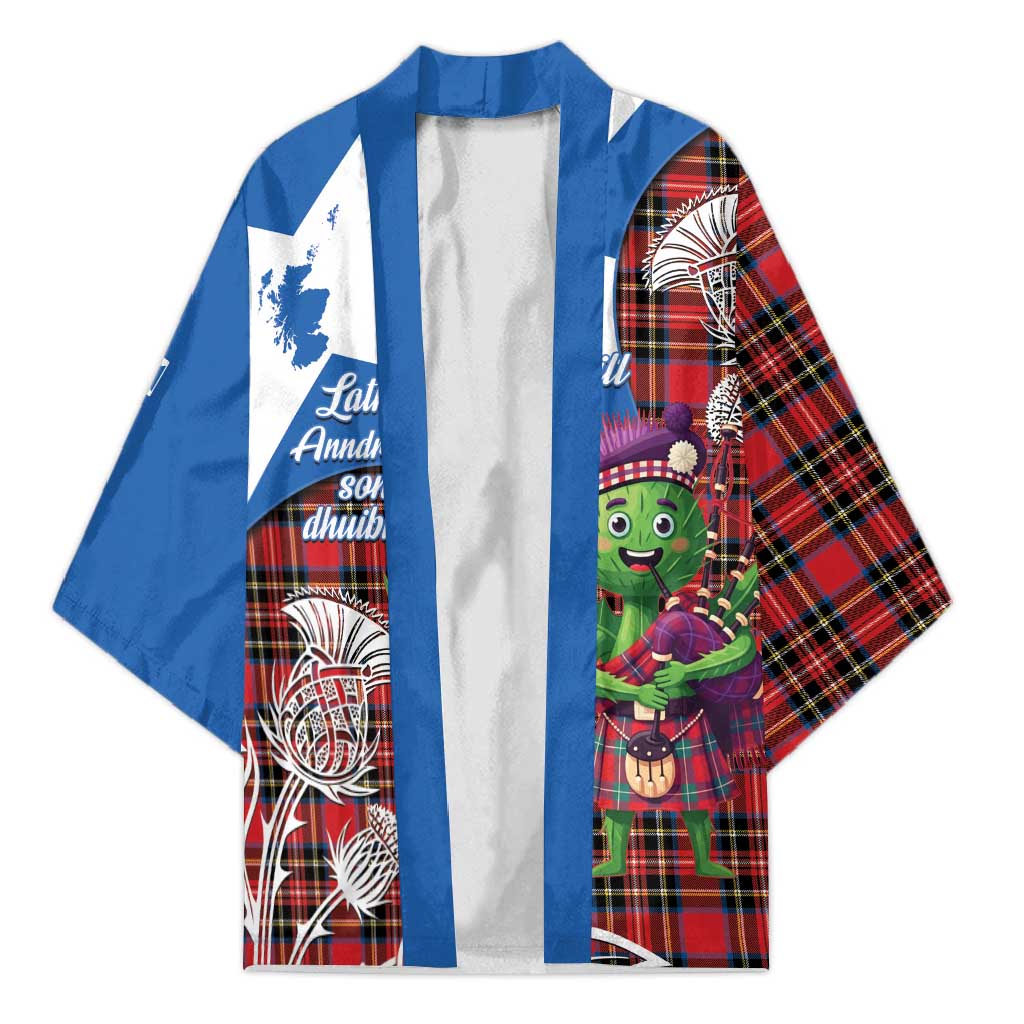 Saint Andrews Day Scotland Kimono Thistle Traditional Bagpipe Tartan Pattern - Wonder Print Shop