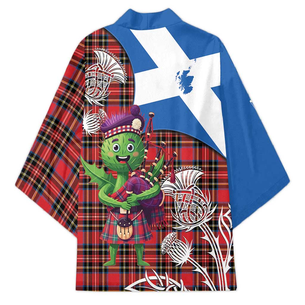 Saint Andrews Day Scotland Kimono Thistle Traditional Bagpipe Tartan Pattern - Wonder Print Shop