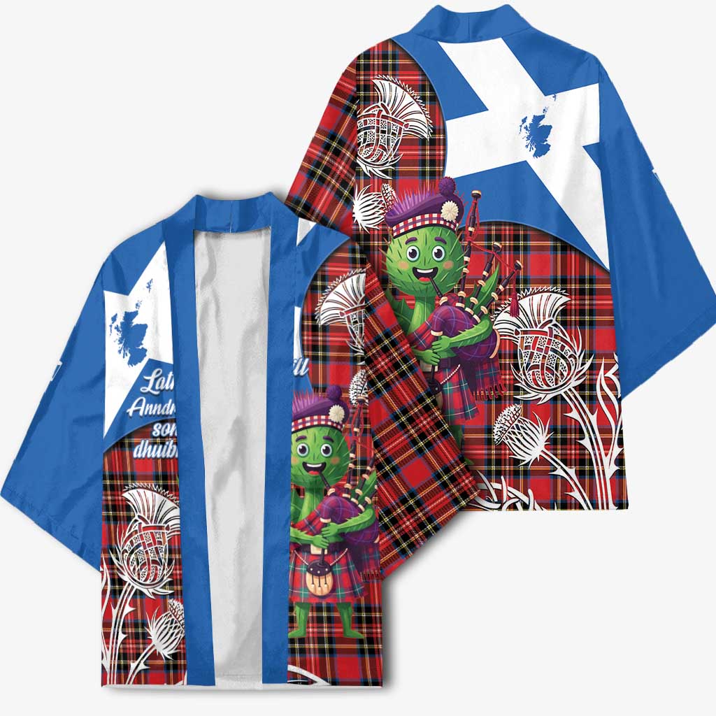 Saint Andrews Day Scotland Kimono Thistle Traditional Bagpipe Tartan Pattern - Wonder Print Shop