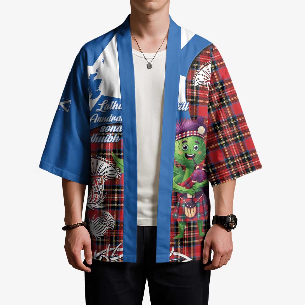 Saint Andrews Day Scotland Kimono Thistle Traditional Bagpipe Tartan Pattern - Wonder Print Shop