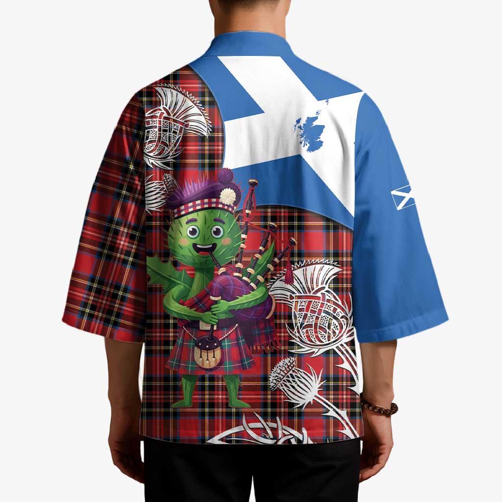 Saint Andrews Day Scotland Kimono Thistle Traditional Bagpipe Tartan Pattern - Wonder Print Shop