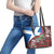 Saint Andrews Day Scotland Leather Tote Bag Thistle Traditional Bagpipe Tartan Pattern - Wonder Print Shop