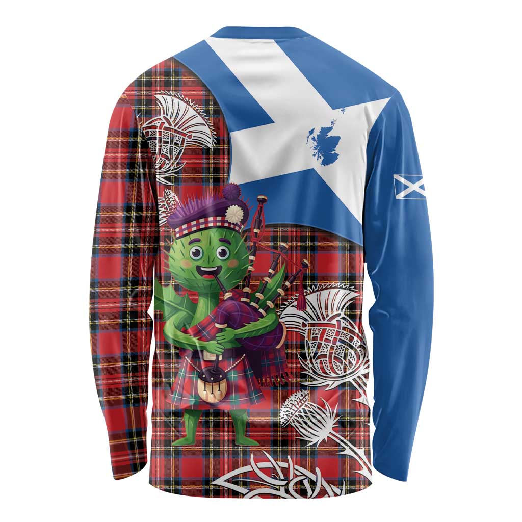 Saint Andrews Day Scotland Long Sleeve Shirt Thistle Traditional Bagpipe Tartan Pattern - Wonder Print Shop