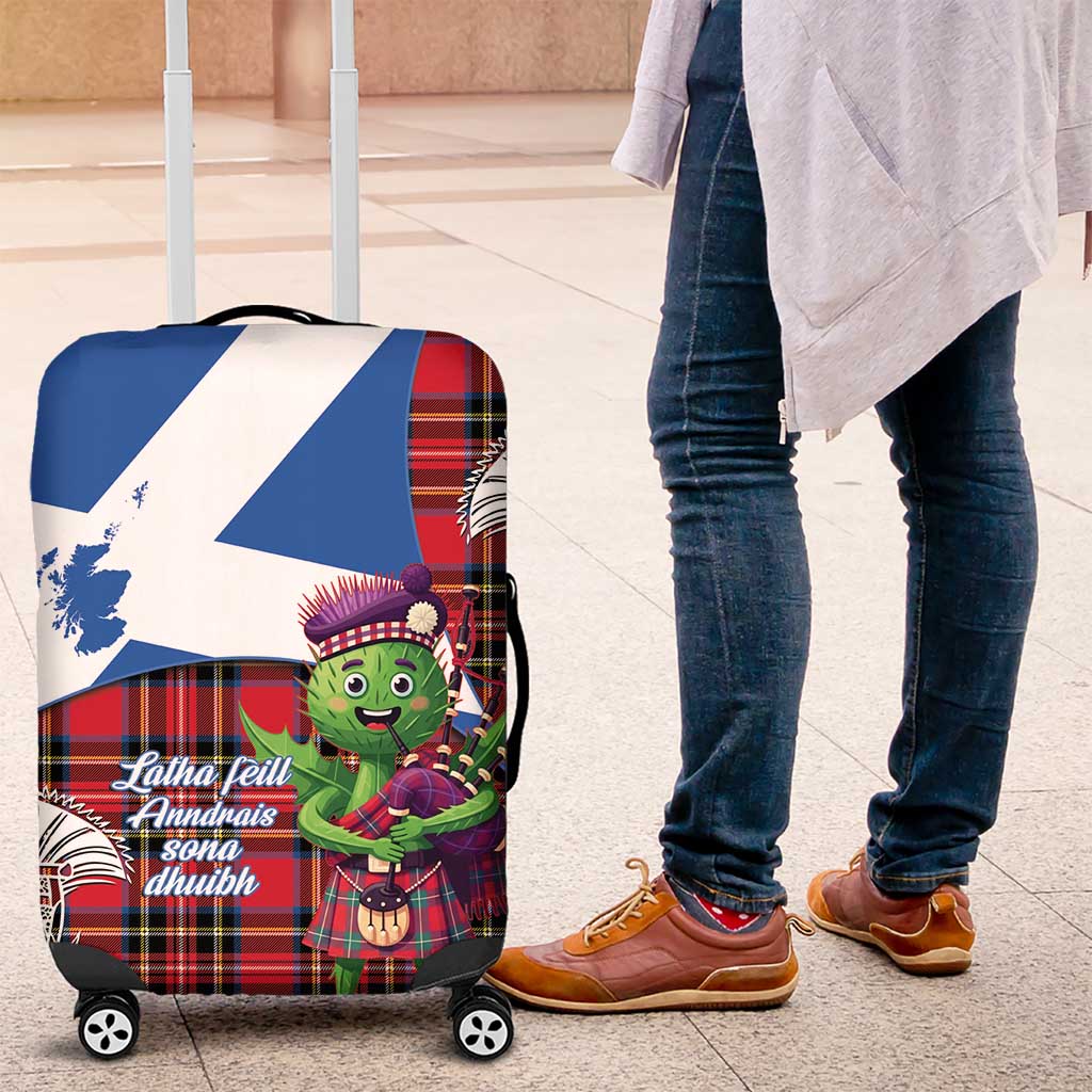Saint Andrews Day Scotland Luggage Cover Thistle Traditional Bagpipe Tartan Pattern - Wonder Print Shop