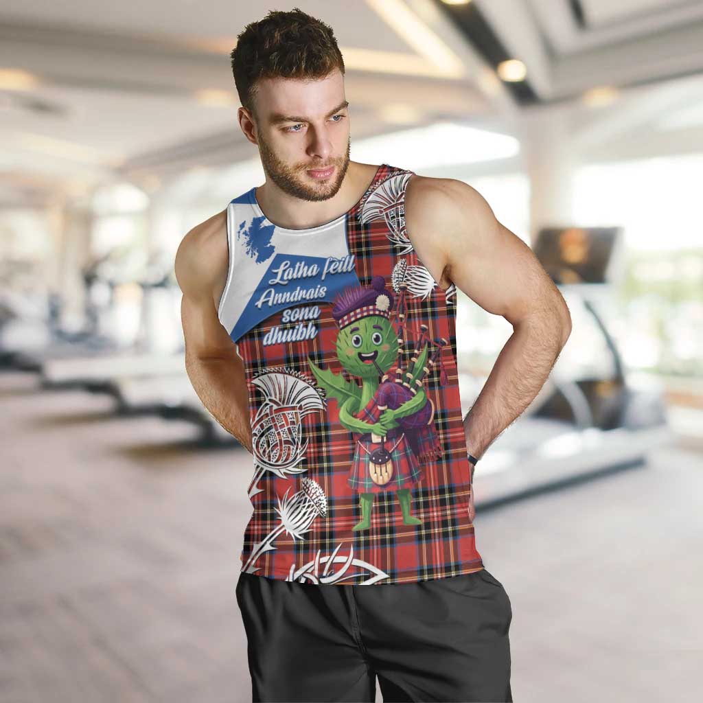 Saint Andrews Day Scotland Men Tank Top Thistle Traditional Bagpipe Tartan Pattern - Wonder Print Shop
