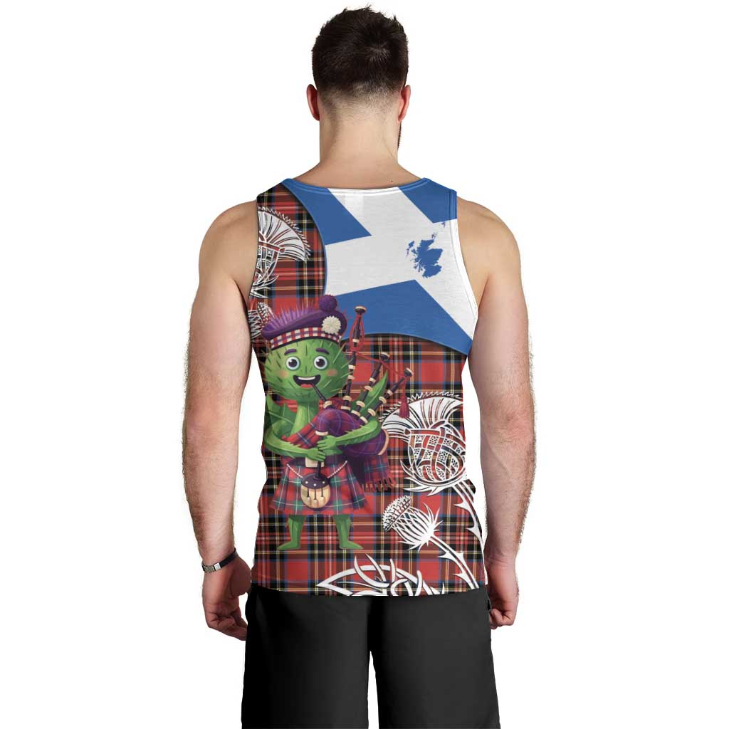 Saint Andrews Day Scotland Men Tank Top Thistle Traditional Bagpipe Tartan Pattern - Wonder Print Shop