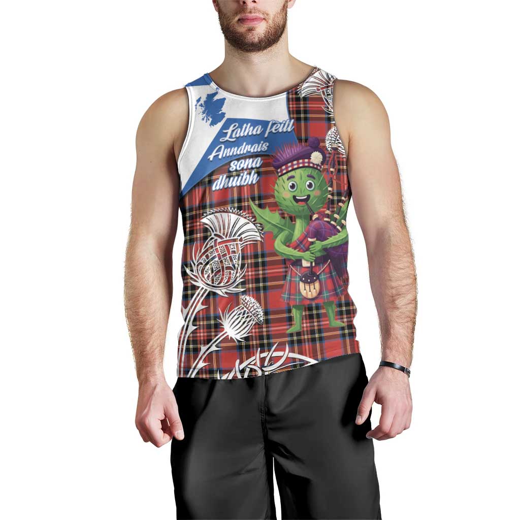 Saint Andrews Day Scotland Men Tank Top Thistle Traditional Bagpipe Tartan Pattern - Wonder Print Shop