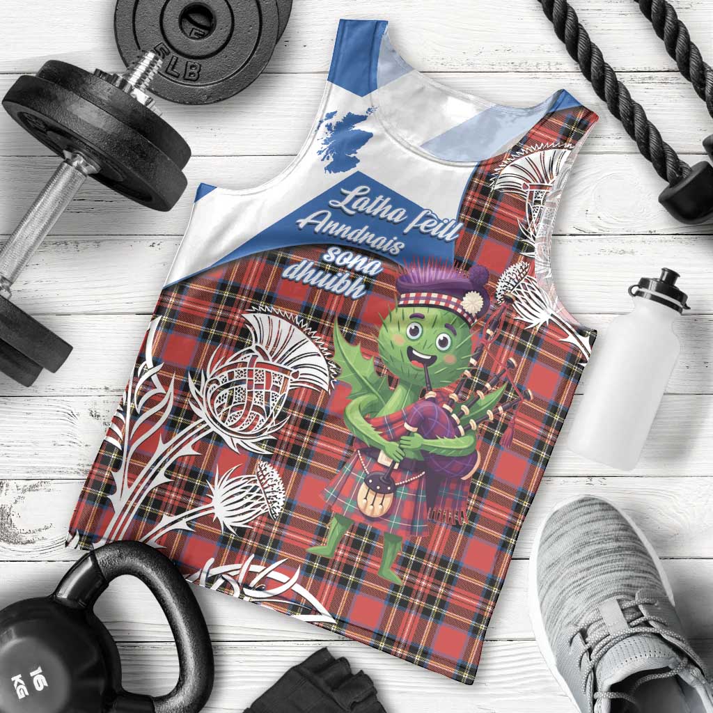 Saint Andrews Day Scotland Men Tank Top Thistle Traditional Bagpipe Tartan Pattern - Wonder Print Shop