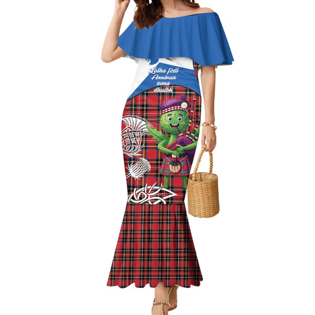 Saint Andrews Day Scotland Mermaid Dress Thistle Traditional Bagpipe Tartan Pattern - Wonder Print Shop