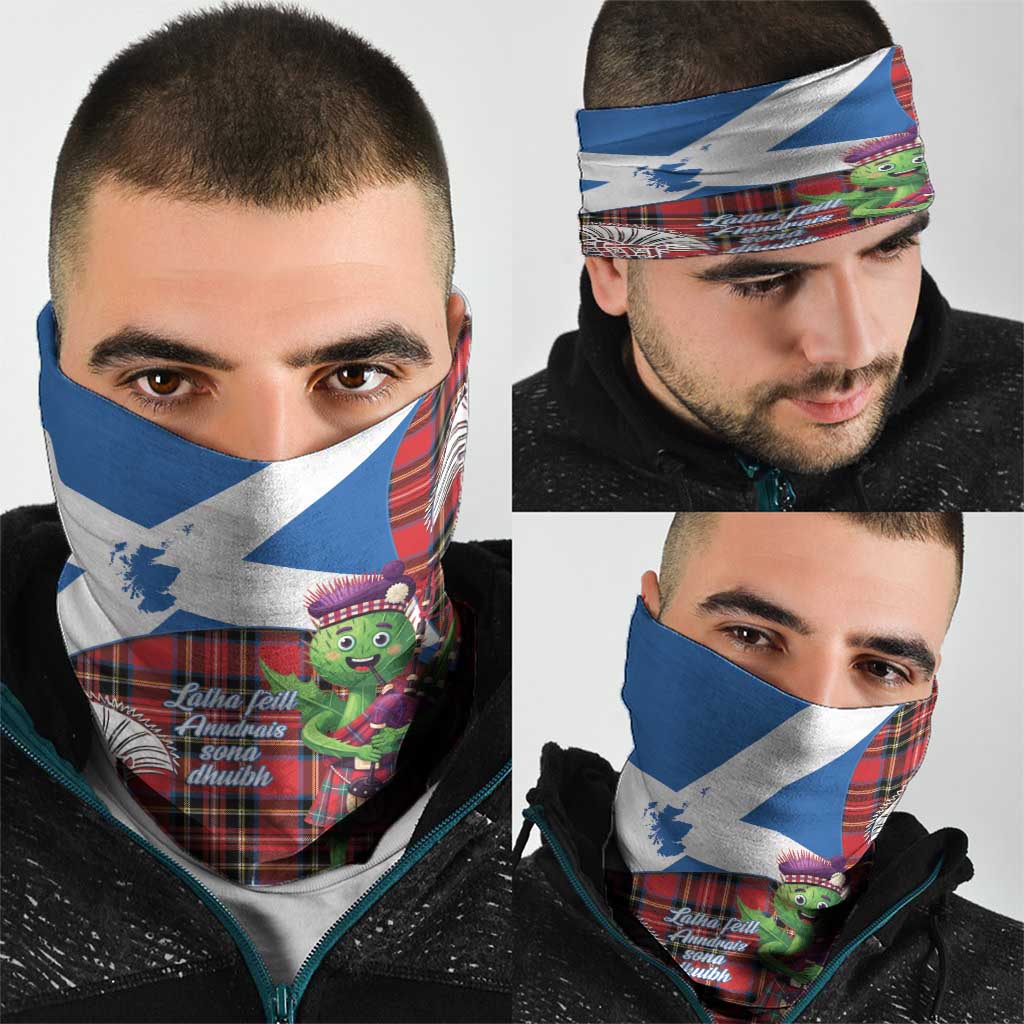 Saint Andrews Day Scotland Neck Gaiter Thistle Traditional Bagpipe Tartan Pattern - Wonder Print Shop