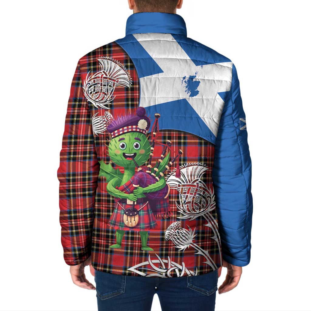 Saint Andrews Day Scotland Padded Jacket Thistle Traditional Bagpipe Tartan Pattern - Wonder Print Shop