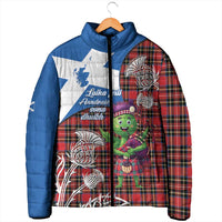 Saint Andrews Day Scotland Padded Jacket Thistle Traditional Bagpipe Tartan Pattern - Wonder Print Shop
