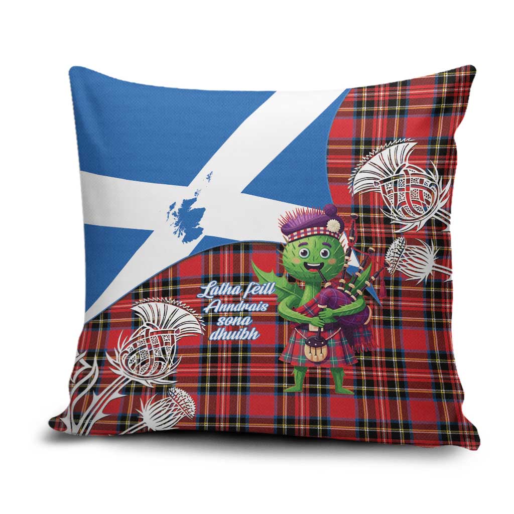 Saint Andrews Day Scotland Pillow Cover Thistle Traditional Bagpipe Tartan Pattern - Wonder Print Shop