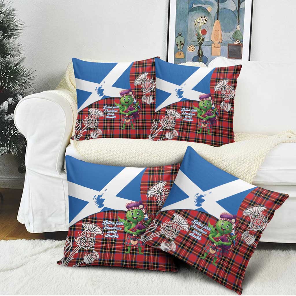 Saint Andrews Day Scotland Pillow Cover Thistle Traditional Bagpipe Tartan Pattern - Wonder Print Shop