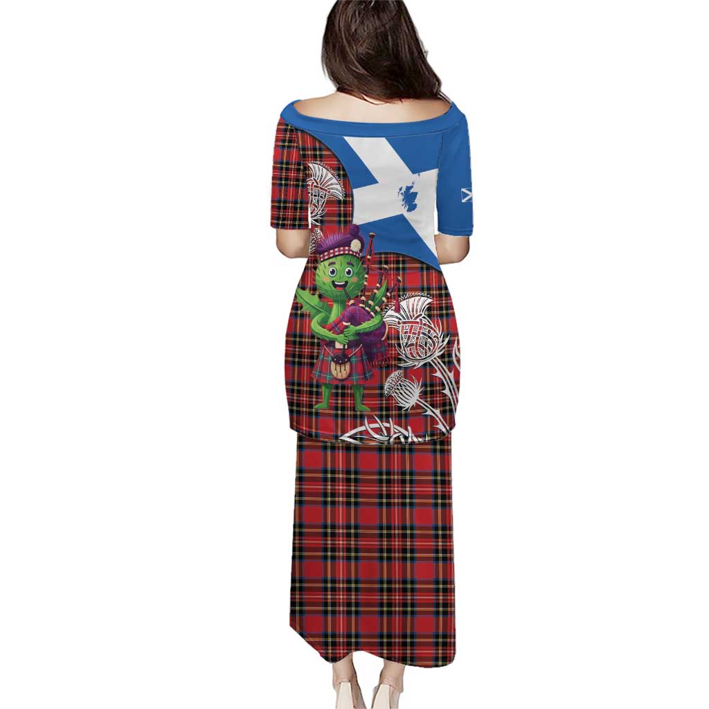 Saint Andrews Day Scotland Puletasi Thistle Traditional Bagpipe Tartan Pattern - Wonder Print Shop