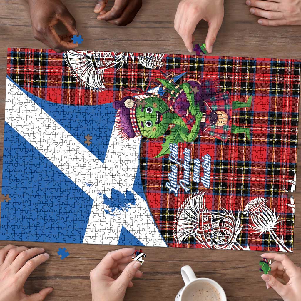 Saint Andrews Day Scotland Puzzle Thistle Traditional Bagpipe Tartan Pattern - Wonder Print Shop