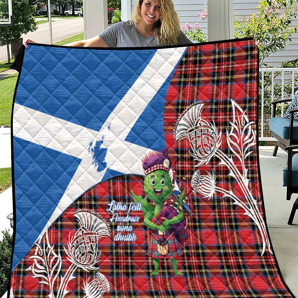 Saint Andrews Day Scotland Quilt Thistle Traditional Bagpipe Tartan Pattern - Wonder Print Shop