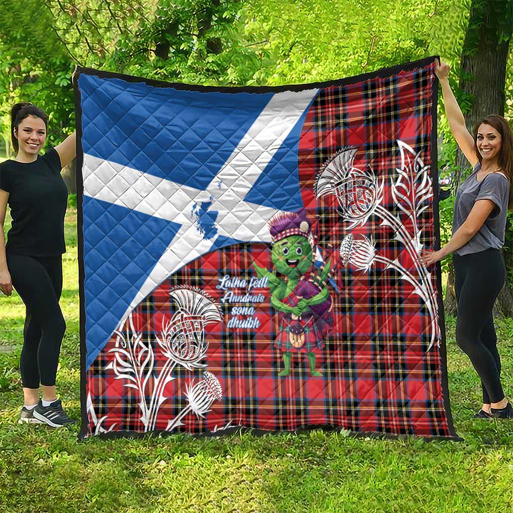 Saint Andrews Day Scotland Quilt Thistle Traditional Bagpipe Tartan Pattern - Wonder Print Shop