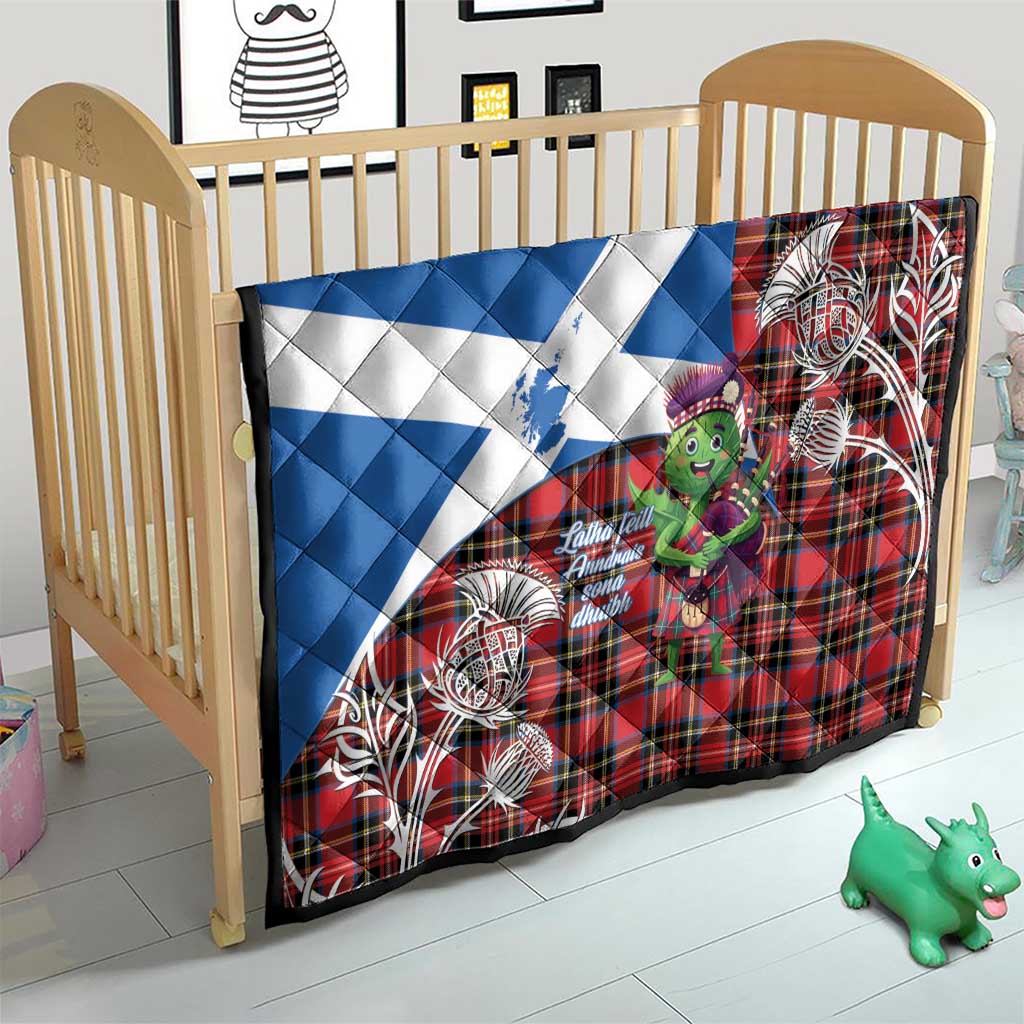 Saint Andrews Day Scotland Quilt Thistle Traditional Bagpipe Tartan Pattern - Wonder Print Shop