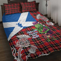 Saint Andrews Day Scotland Quilt Bed Set Thistle Traditional Bagpipe Tartan Pattern - Wonder Print Shop