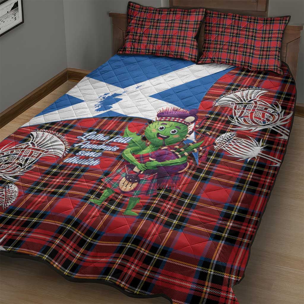 Saint Andrews Day Scotland Quilt Bed Set Thistle Traditional Bagpipe Tartan Pattern - Wonder Print Shop