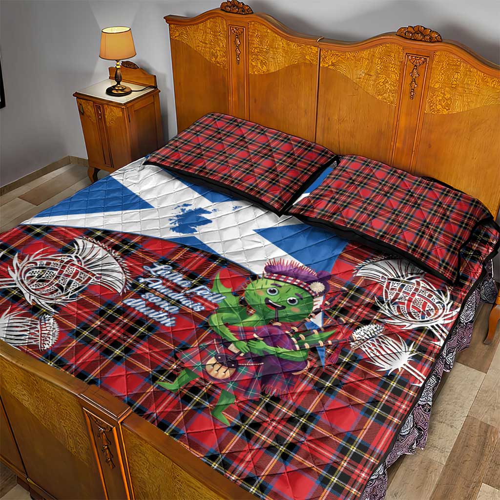 Saint Andrews Day Scotland Quilt Bed Set Thistle Traditional Bagpipe Tartan Pattern - Wonder Print Shop