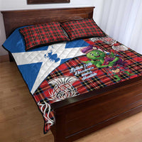 Saint Andrews Day Scotland Quilt Bed Set Thistle Traditional Bagpipe Tartan Pattern - Wonder Print Shop