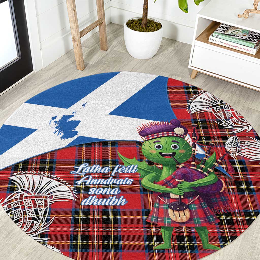 Saint Andrews Day Scotland Round Carpet Thistle Traditional Bagpipe Tartan Pattern - Wonder Print Shop