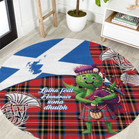 Saint Andrews Day Scotland Round Carpet Thistle Traditional Bagpipe Tartan Pattern - Wonder Print Shop