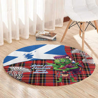 Saint Andrews Day Scotland Round Carpet Thistle Traditional Bagpipe Tartan Pattern - Wonder Print Shop
