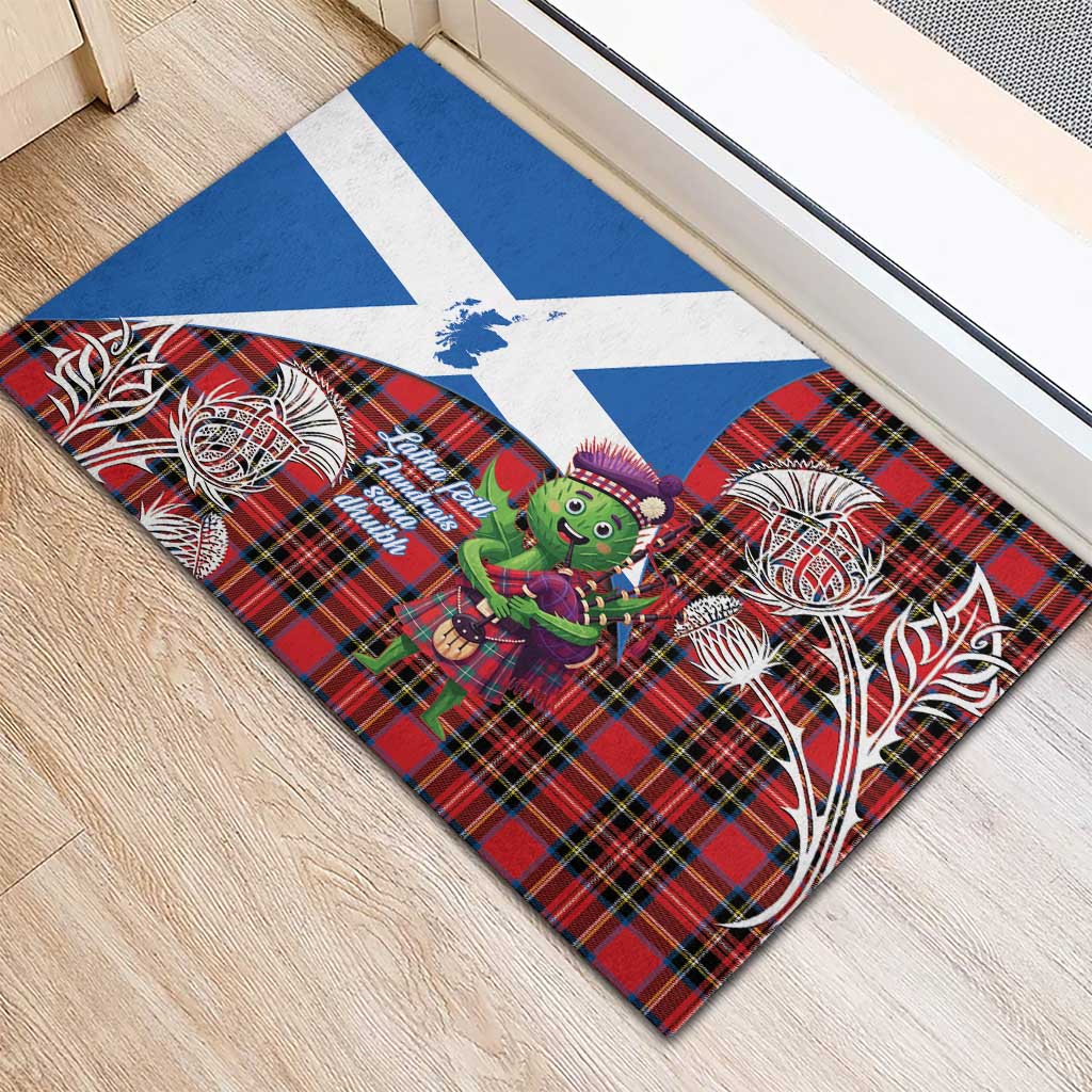 Saint Andrews Day Scotland Rubber Doormat Thistle Traditional Bagpipe Tartan Pattern - Wonder Print Shop