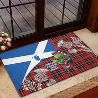 Saint Andrews Day Scotland Rubber Doormat Thistle Traditional Bagpipe Tartan Pattern - Wonder Print Shop