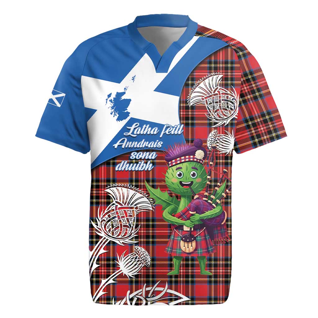Saint Andrews Day Scotland Rugby Jersey Thistle Traditional Bagpipe Tartan Pattern - Wonder Print Shop