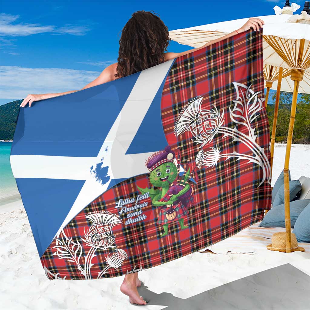 Saint Andrews Day Scotland Sarong Thistle Traditional Bagpipe Tartan Pattern - Wonder Print Shop