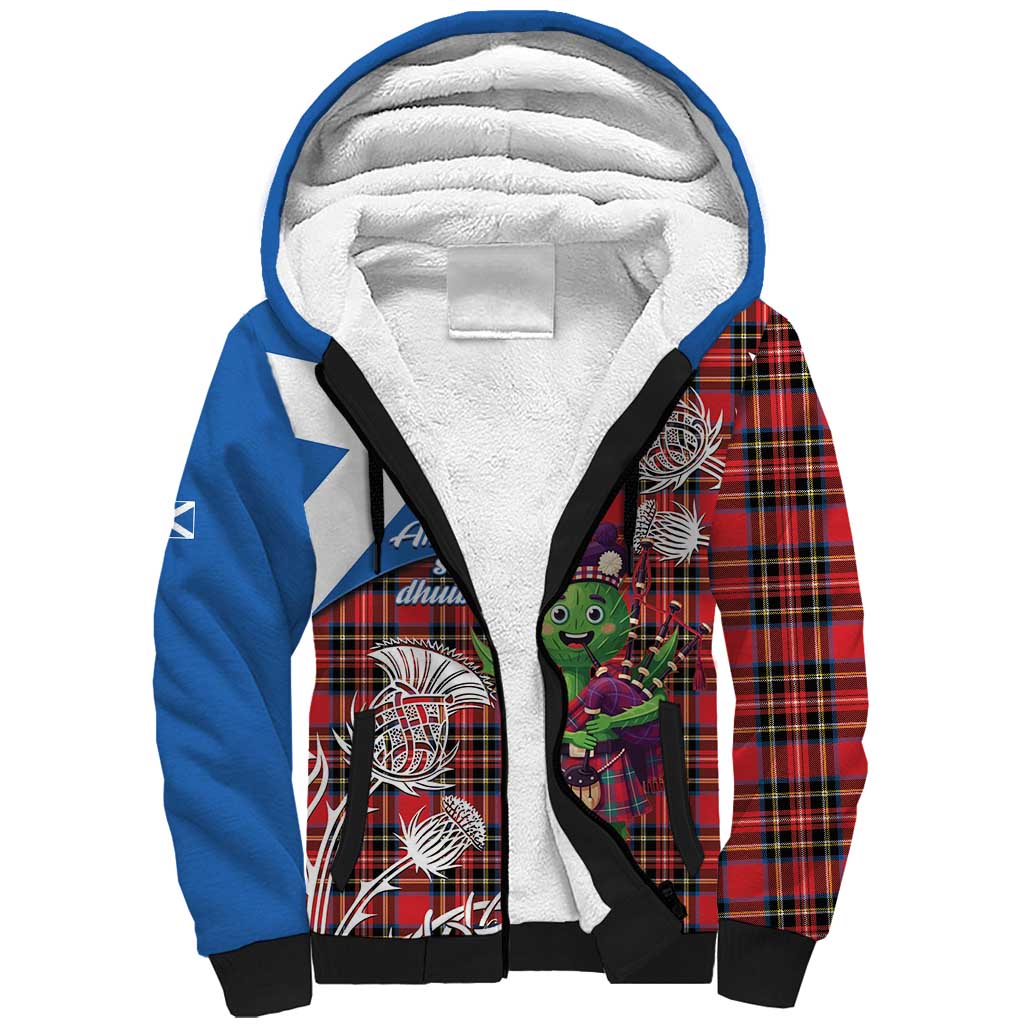 Saint Andrews Day Scotland Sherpa Hoodie Thistle Traditional Bagpipe Tartan Pattern - Wonder Print Shop