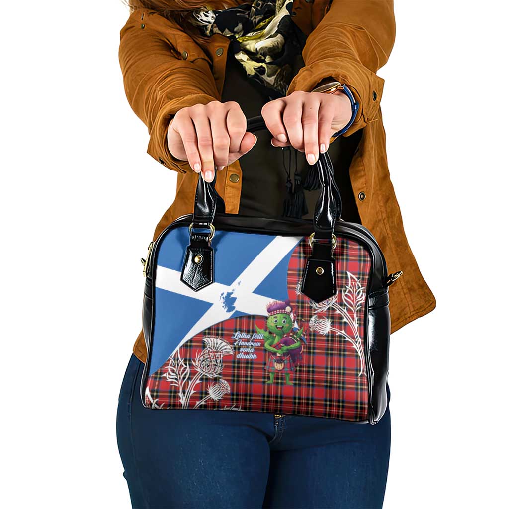Saint Andrews Day Scotland Shoulder Handbag Thistle Traditional Bagpipe Tartan Pattern - Wonder Print Shop