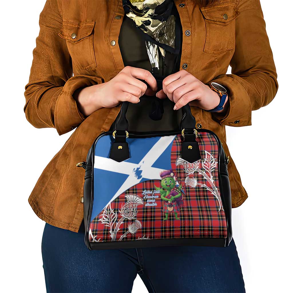 Saint Andrews Day Scotland Shoulder Handbag Thistle Traditional Bagpipe Tartan Pattern - Wonder Print Shop