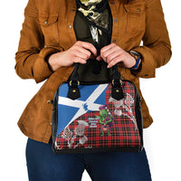 Saint Andrews Day Scotland Shoulder Handbag Thistle Traditional Bagpipe Tartan Pattern - Wonder Print Shop