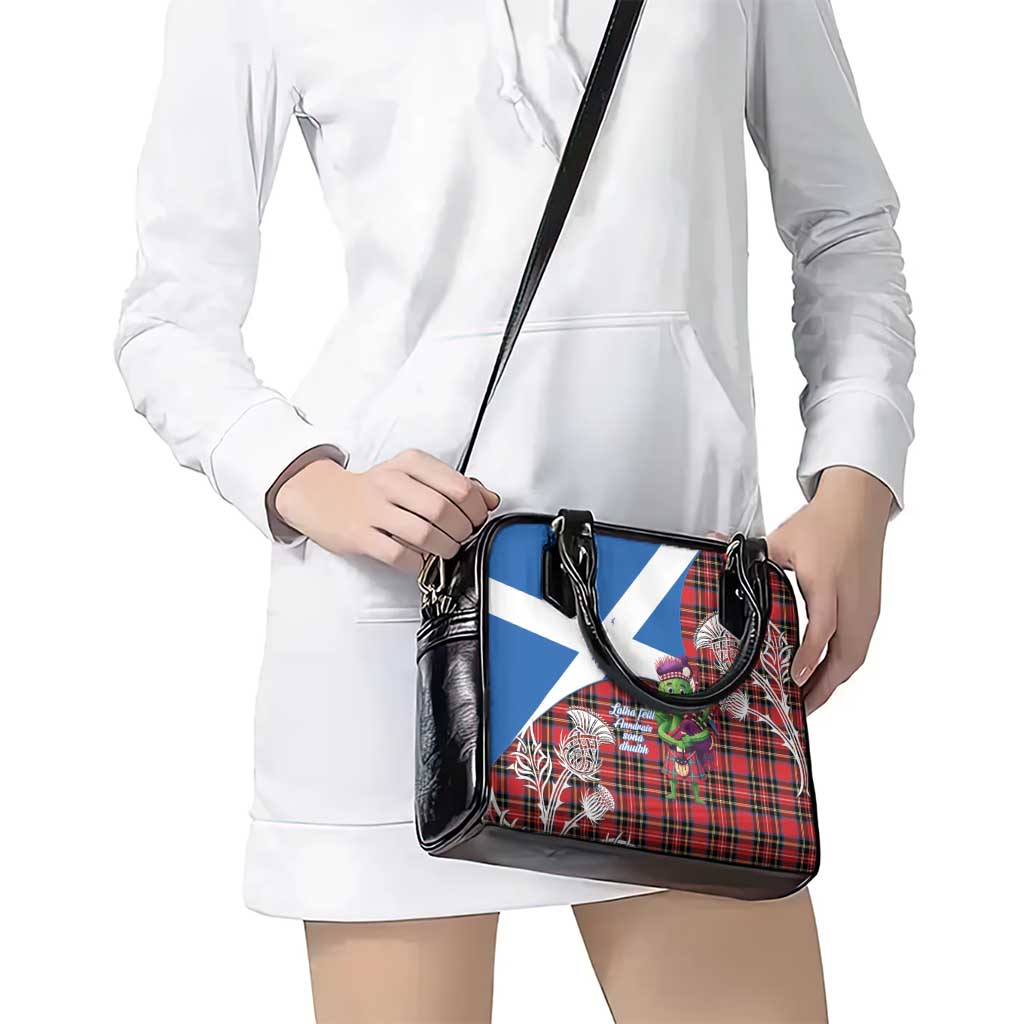 Saint Andrews Day Scotland Shoulder Handbag Thistle Traditional Bagpipe Tartan Pattern - Wonder Print Shop