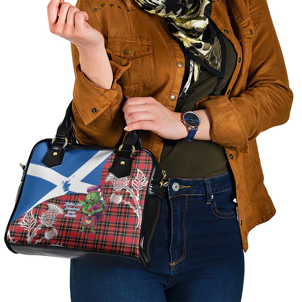 Saint Andrews Day Scotland Shoulder Handbag Thistle Traditional Bagpipe Tartan Pattern - Wonder Print Shop
