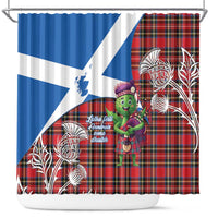 Saint Andrews Day Scotland Shower Curtain Thistle Traditional Bagpipe Tartan Pattern - Wonder Print Shop