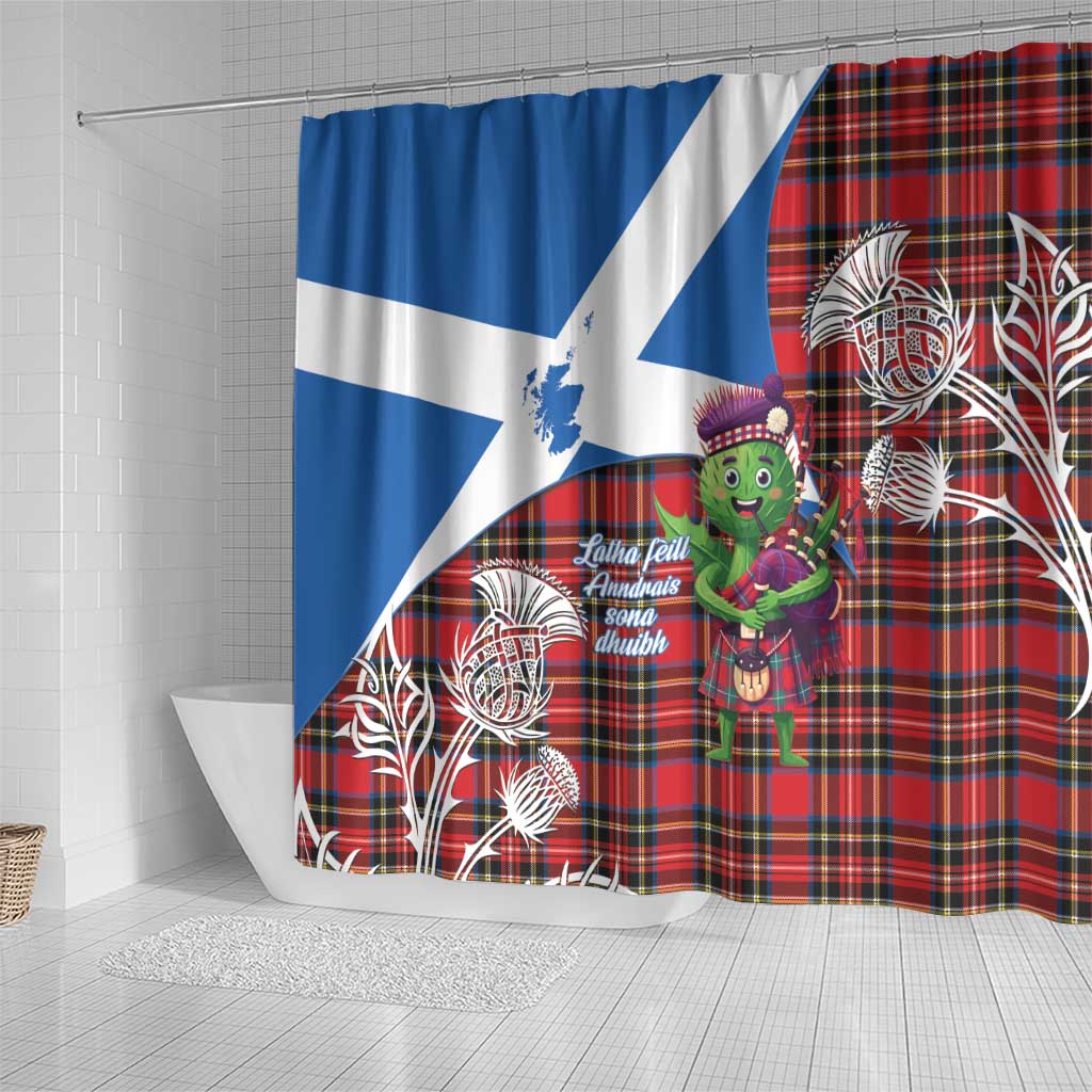 Saint Andrews Day Scotland Shower Curtain Thistle Traditional Bagpipe Tartan Pattern - Wonder Print Shop