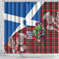 Saint Andrews Day Scotland Shower Curtain Thistle Traditional Bagpipe Tartan Pattern - Wonder Print Shop
