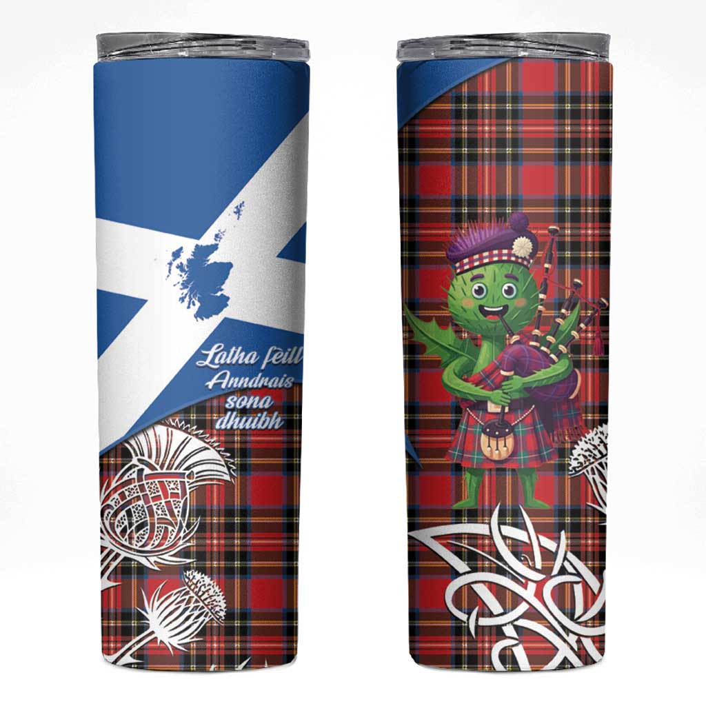 Saint Andrews Day Scotland Skinny Tumbler Thistle Traditional Bagpipe Tartan Pattern - Wonder Print Shop