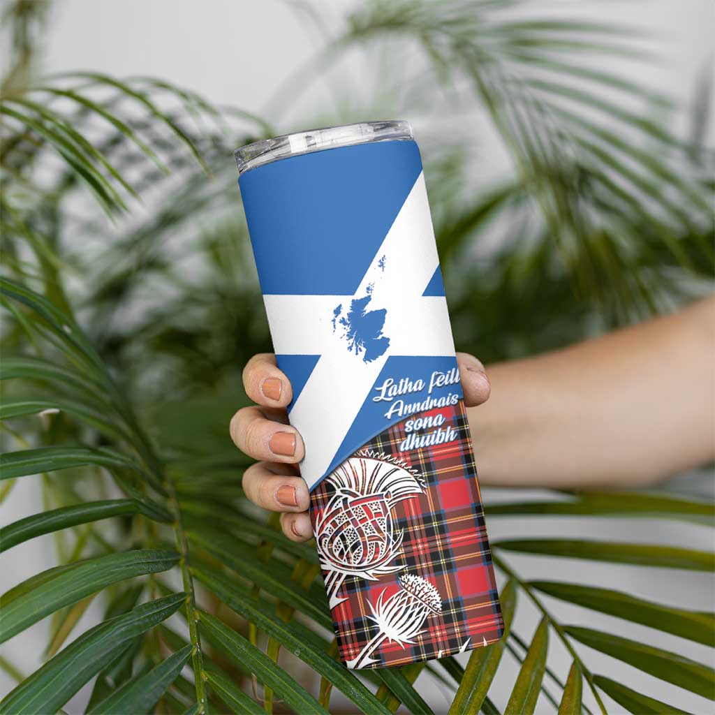 Saint Andrews Day Scotland Skinny Tumbler Thistle Traditional Bagpipe Tartan Pattern - Wonder Print Shop