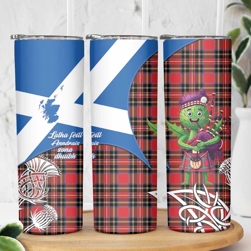 Saint Andrews Day Scotland Skinny Tumbler Thistle Traditional Bagpipe Tartan Pattern - Wonder Print Shop