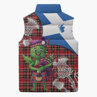 Saint Andrews Day Scotland Sleeveless Puffer Jacket Thistle Traditional Bagpipe Tartan Pattern - Wonder Print Shop